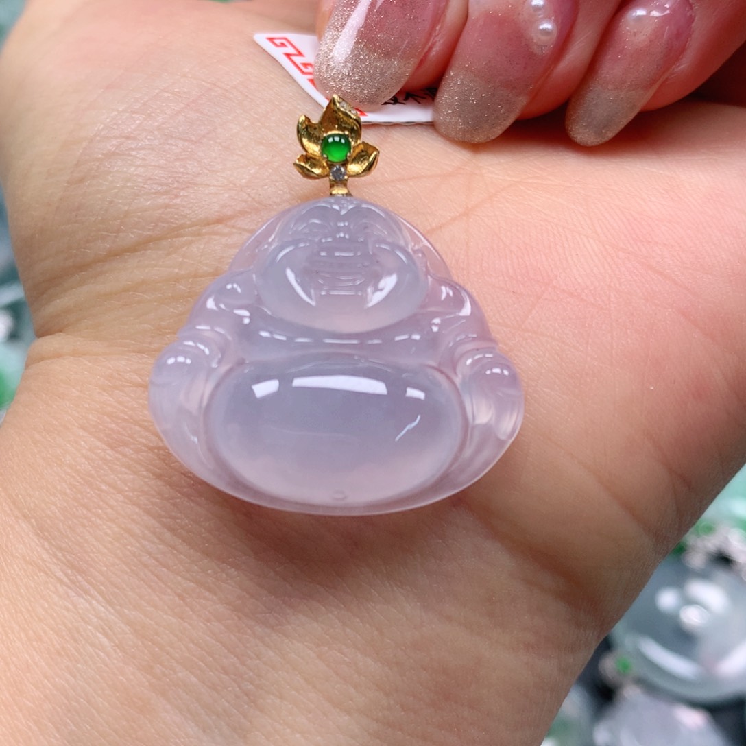 翡翠颈饰18K金镶嵌天然翡翠