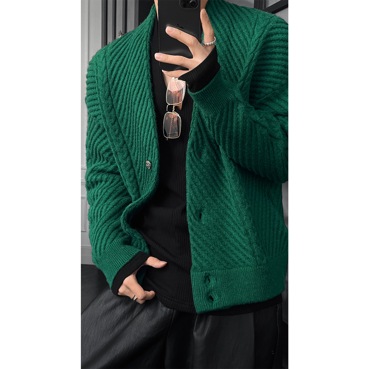 龙叨叨秋季新品小众设计感开衫毛衣休闲宽松百搭时尚款针织衫外套