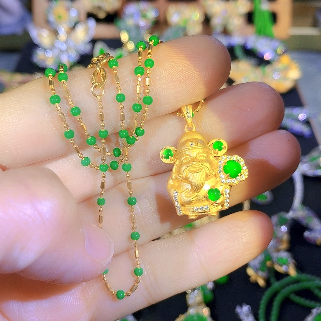 吊坠(不含链)银S925镶嵌翡翠