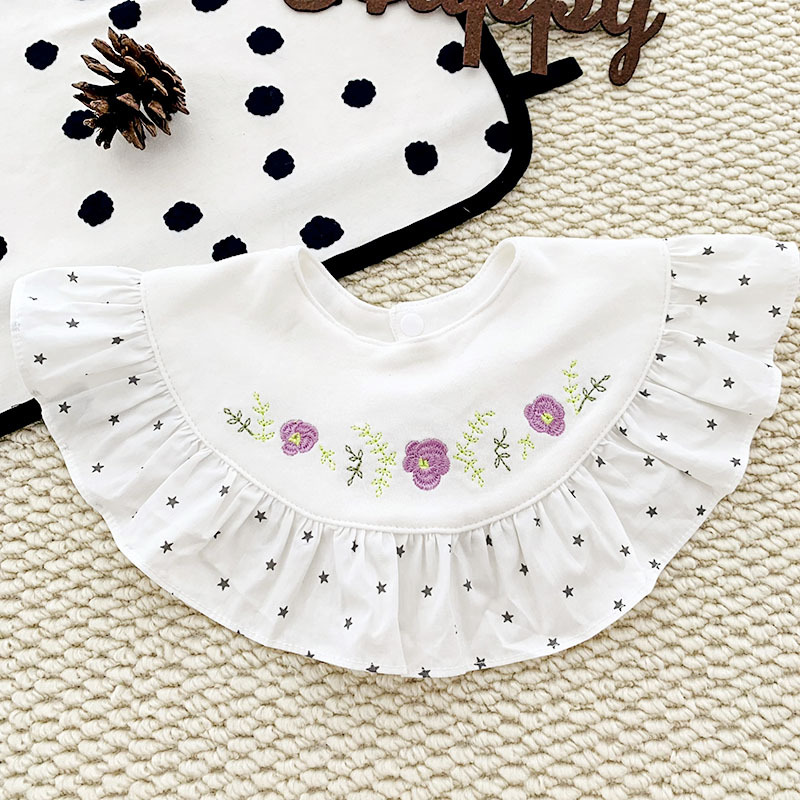 ins韩版蕾丝婴儿口水巾棉质大花边围嘴女童公主风甜美JC154