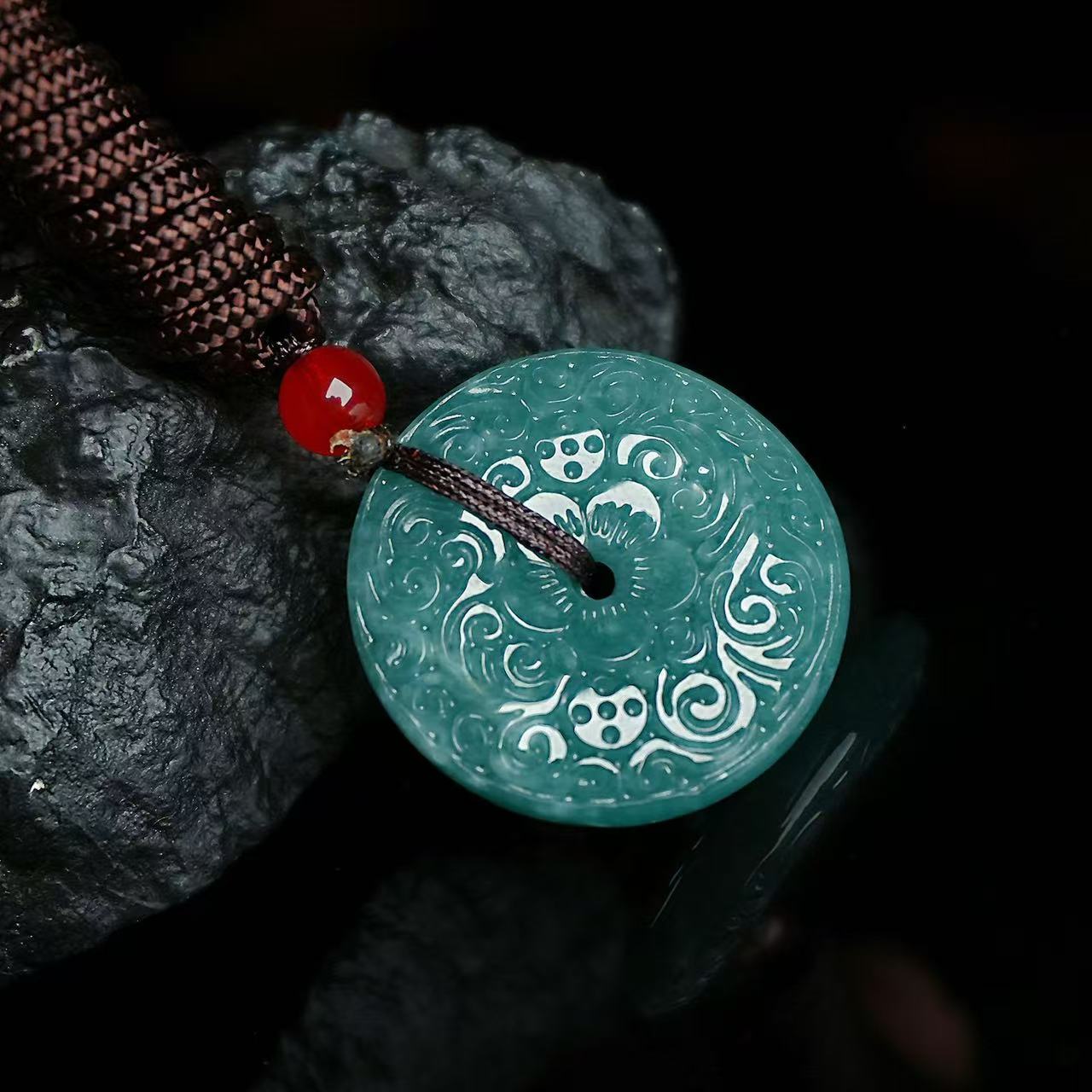 非金属珐琅吊坠 【甄选藏品】雕花平安扣吊坠