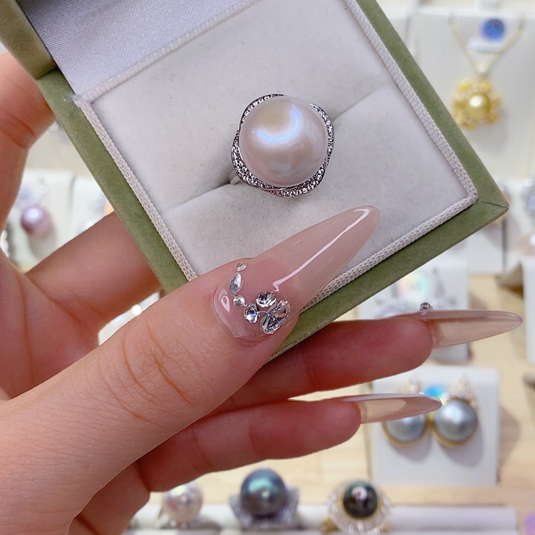 东***？戒指银S925镶嵌淡水珍珠13➕