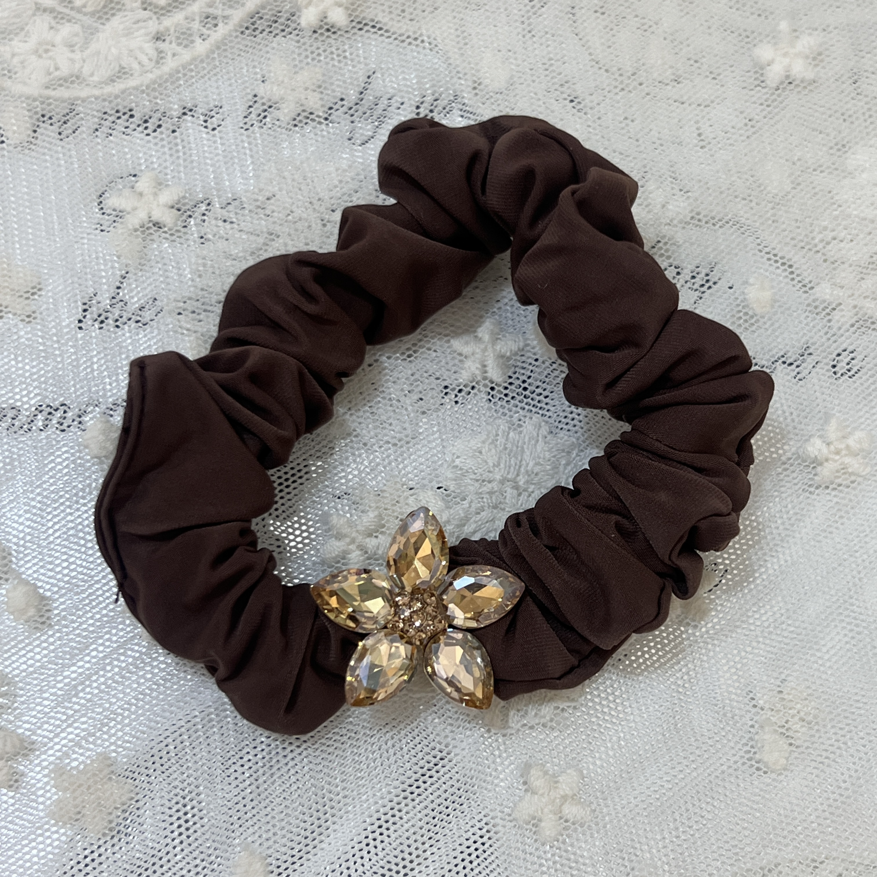 B003精致轻奢闪钻花朵发绳