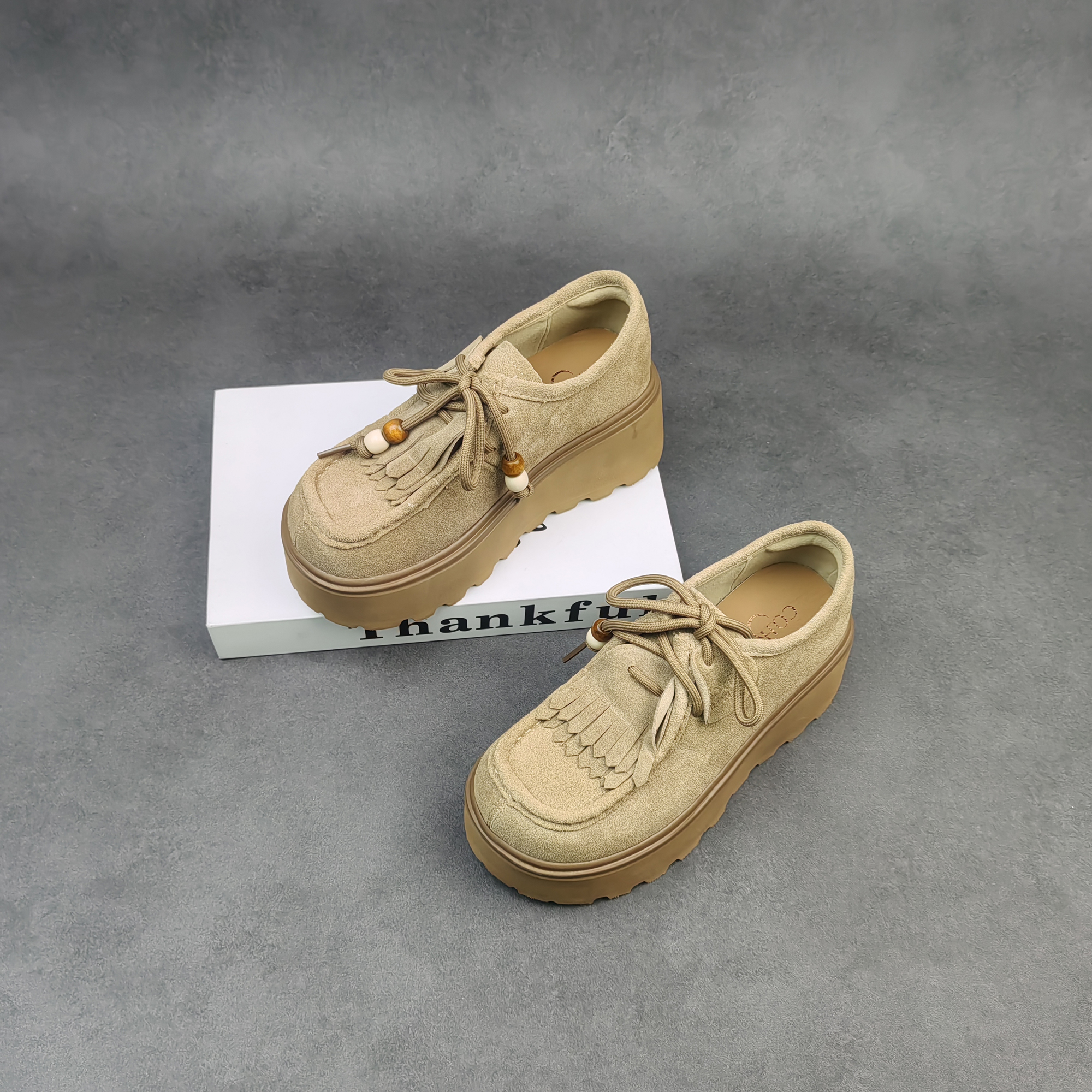 2025秋冬时尚百搭女士厚底舒适博肯鞋复古低帮女鞋-0122805