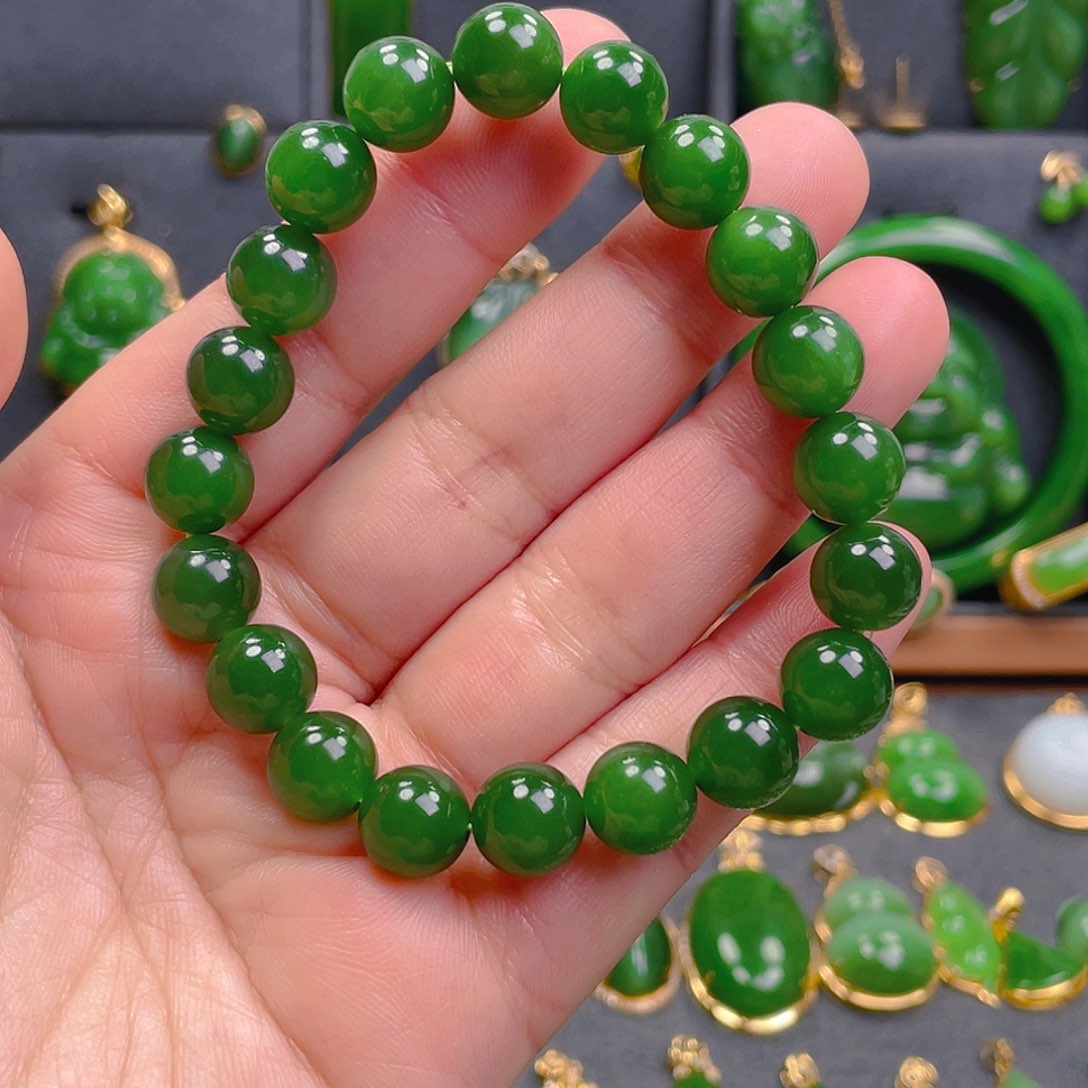 和田玉（碧玉）手串未镶嵌灵**双2480