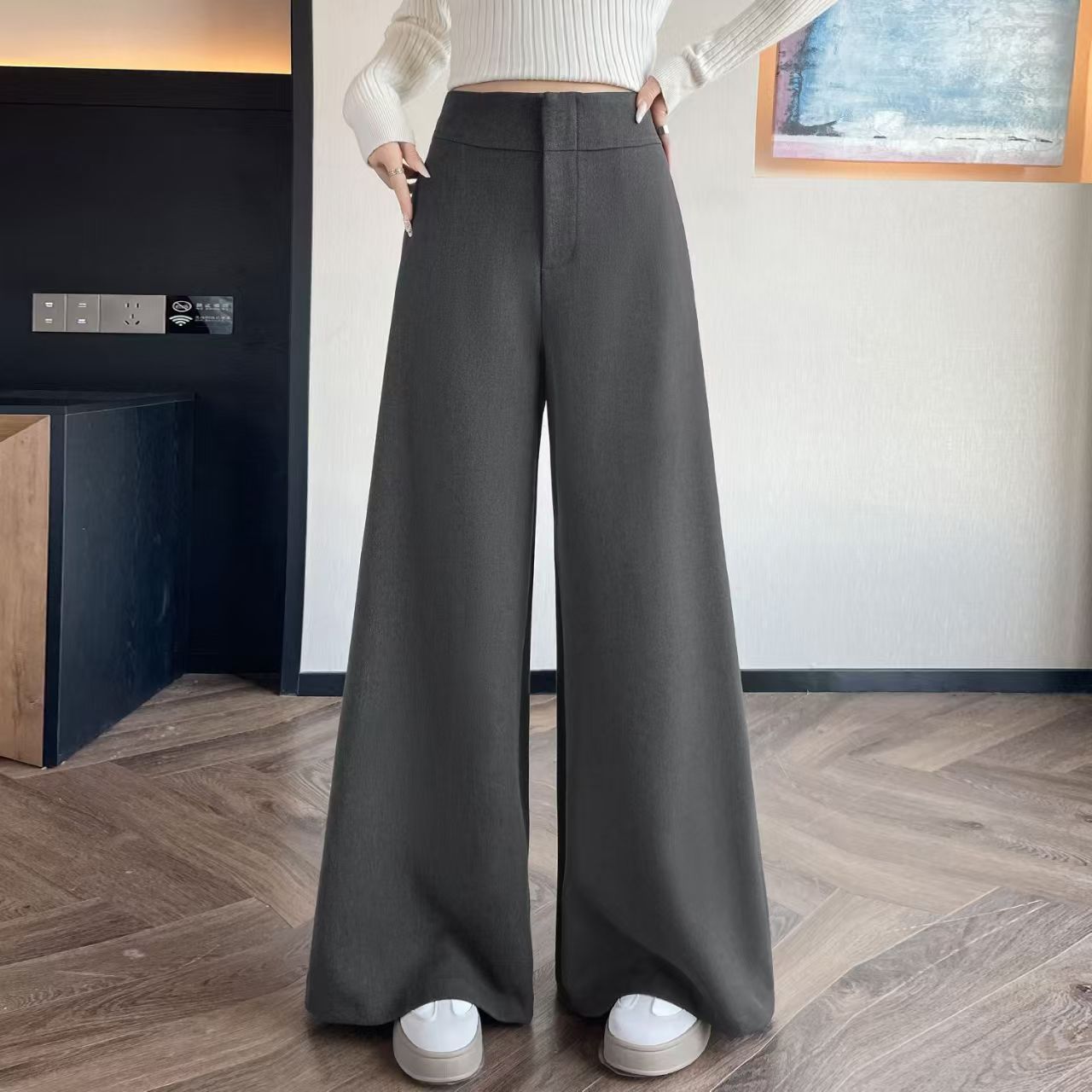 （今晚炸福利）冬款百搭显瘦毛呢料显高显瘦直筒裤阔腿裤87961