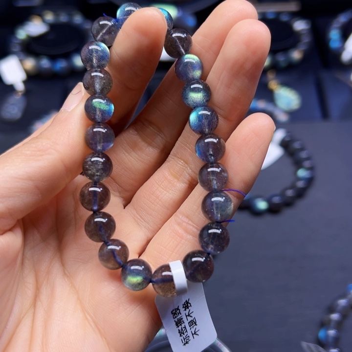 拉长石手串未镶嵌清8.6左右