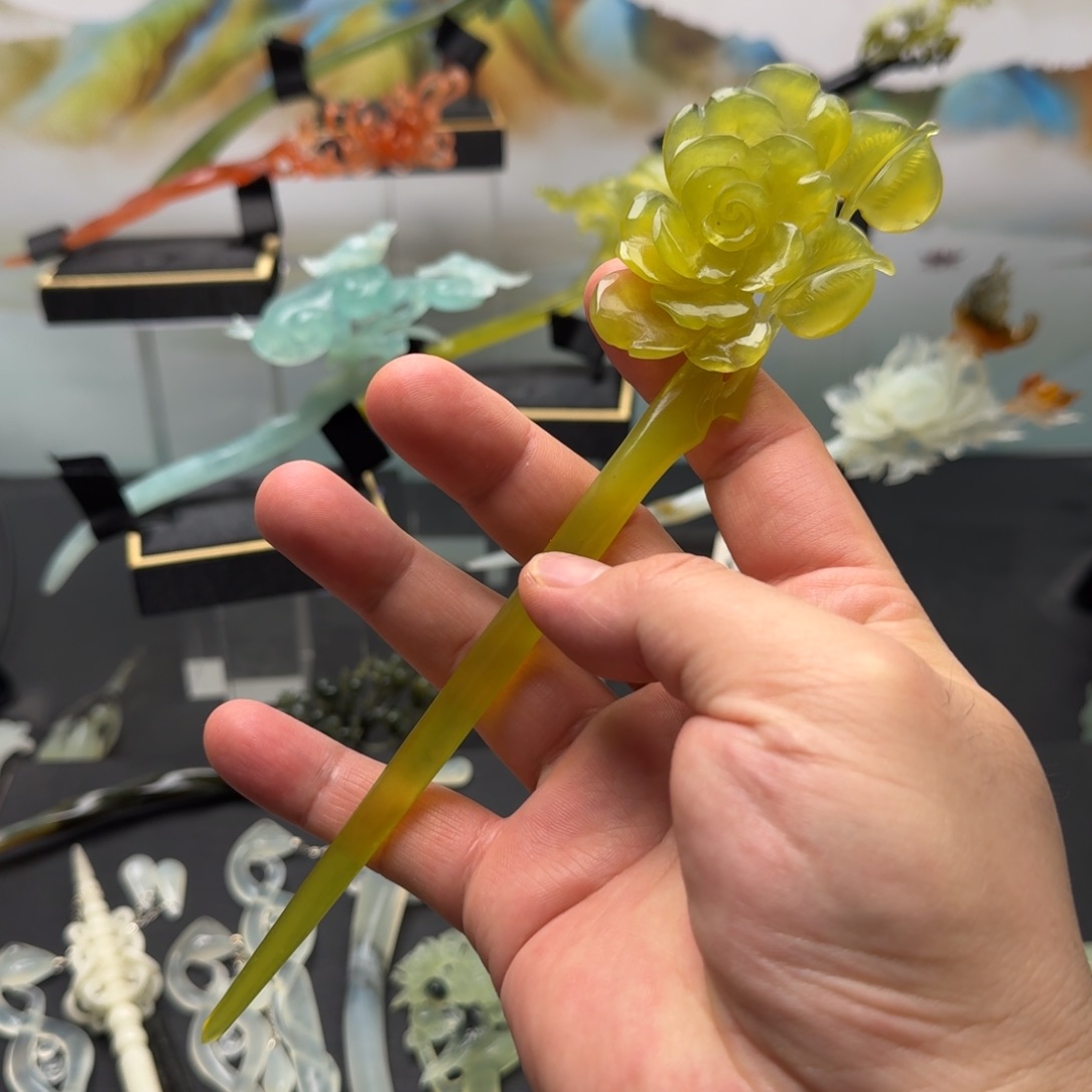 岫玉发饰未镶嵌明君玉簪就是好看