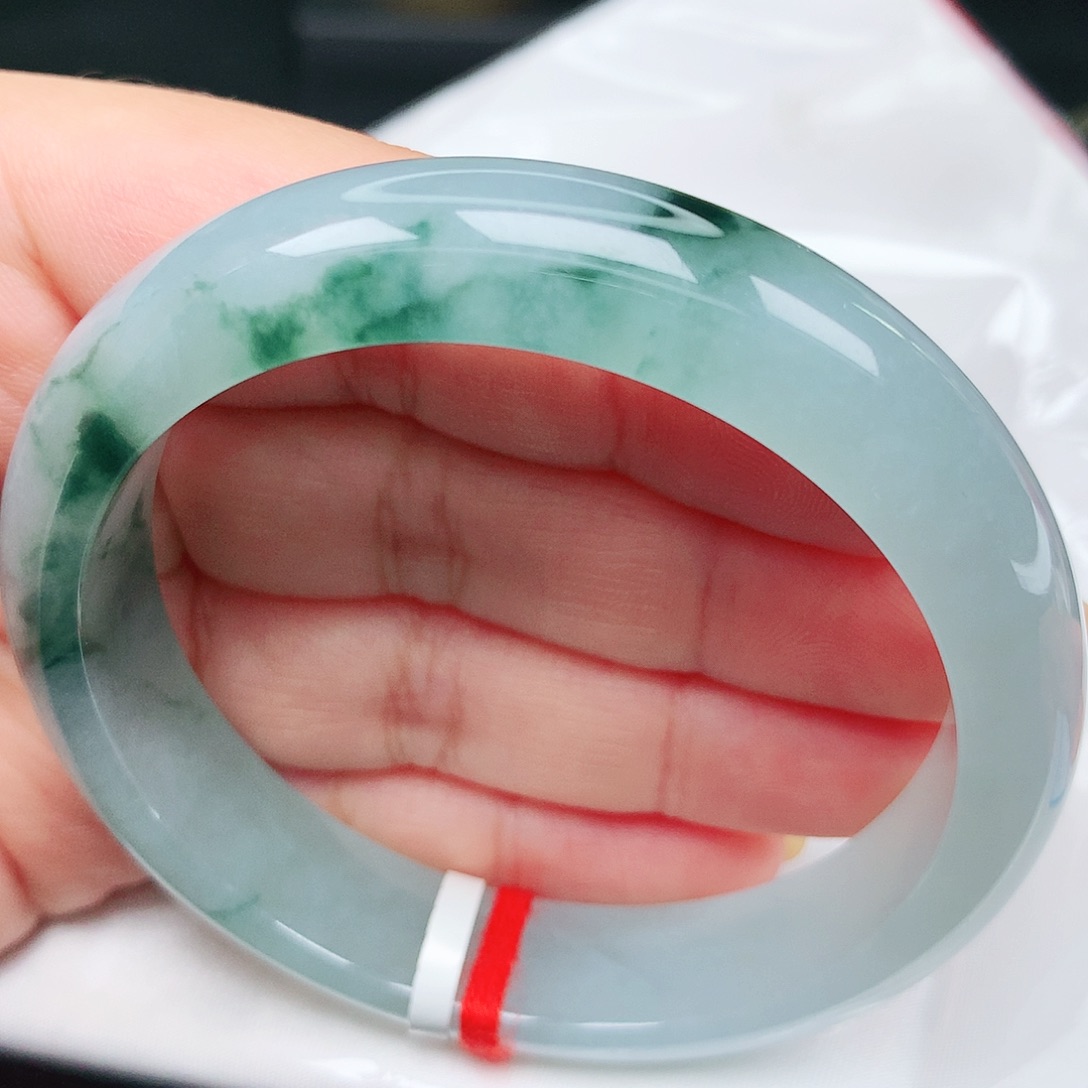 未镶嵌手镯翡翠38冰胶飘花