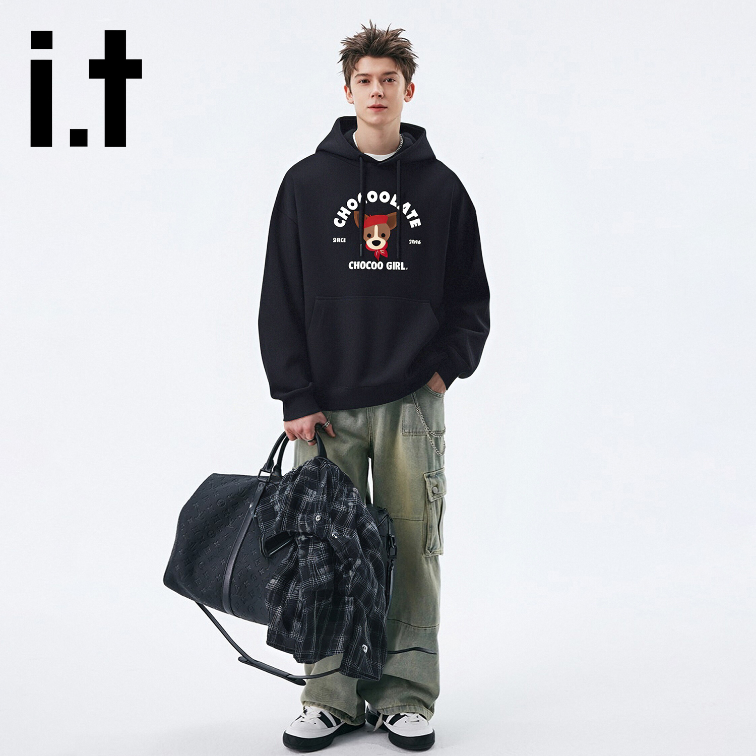 it:CHOCOOLATE美式重磅连帽加绒卫衣男女秋冬新款休闲情侣上衣潮