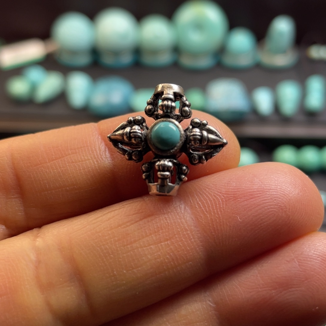 绿松石颈饰银S925镶嵌小**师