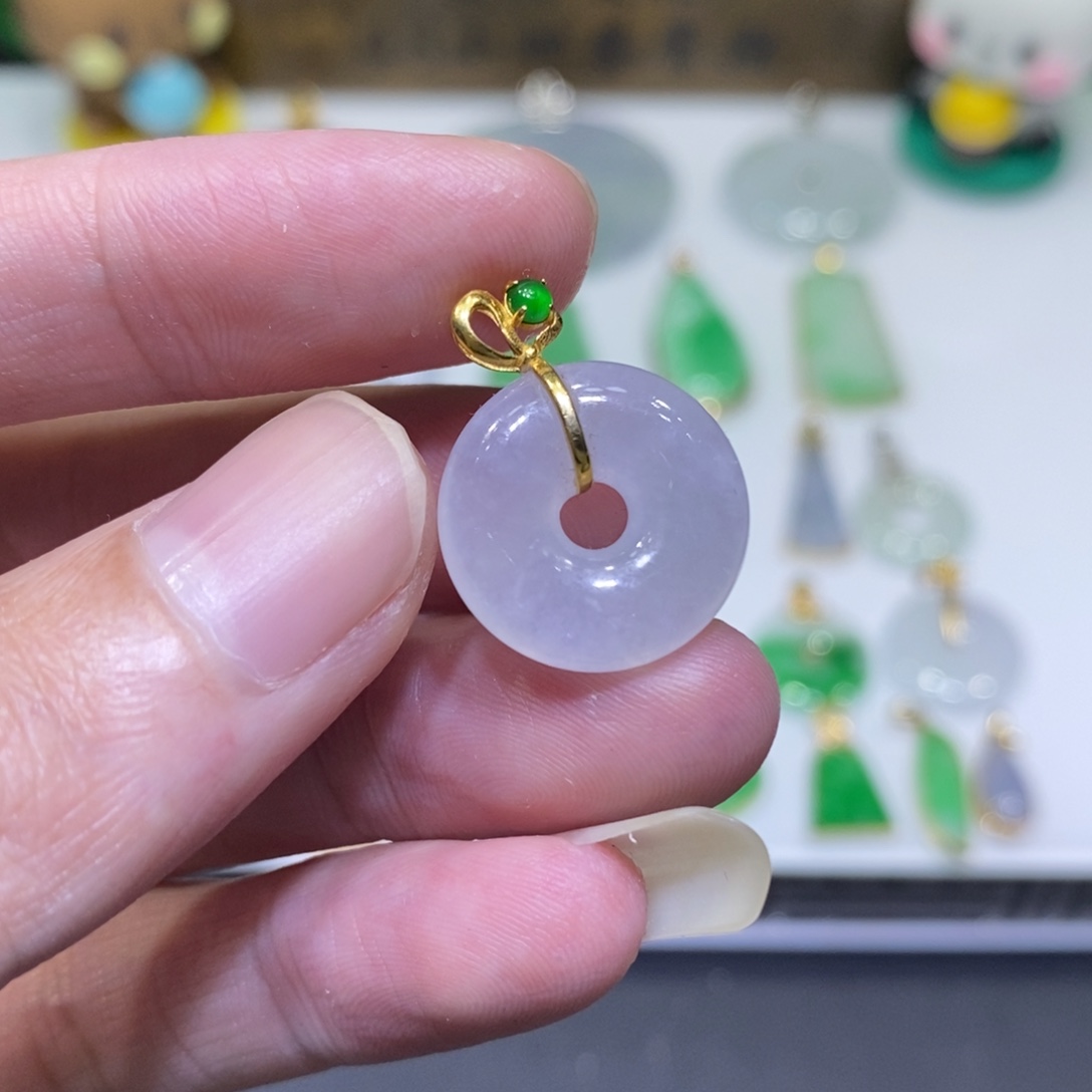 翡翠18K金镶嵌吊坠(不含链)