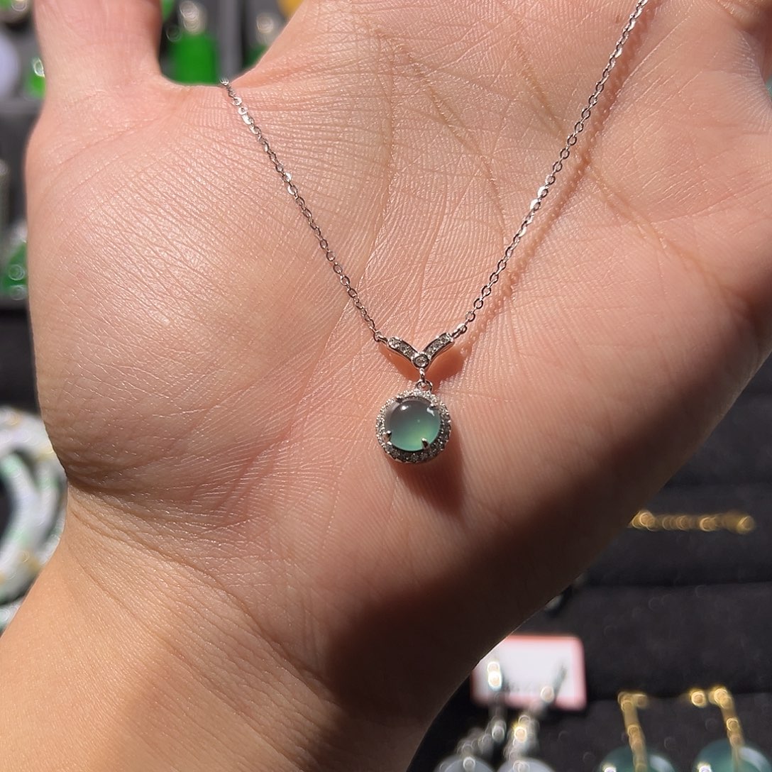 翡翠银S925镶嵌吊坠(不含链)