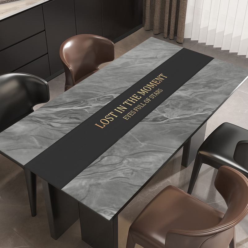 简约大理石纹餐桌垫轻奢高级感防水防油免洗可剪裁皮革桌布茶几垫