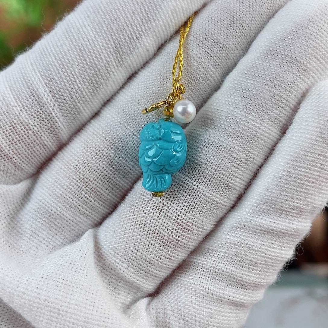 绿松石珠宝奇石18K金镶嵌