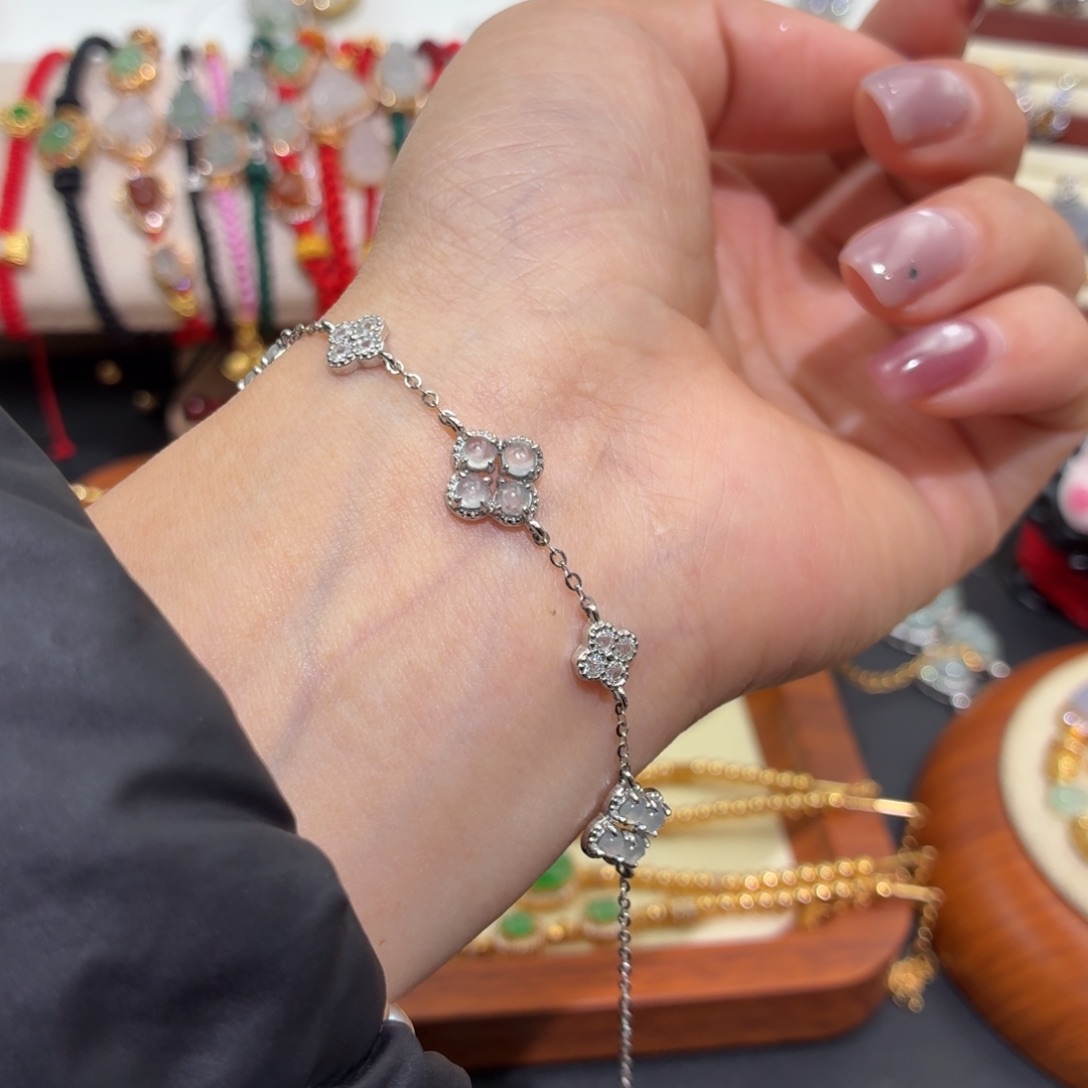 翡翠银S925镶嵌颈饰手链