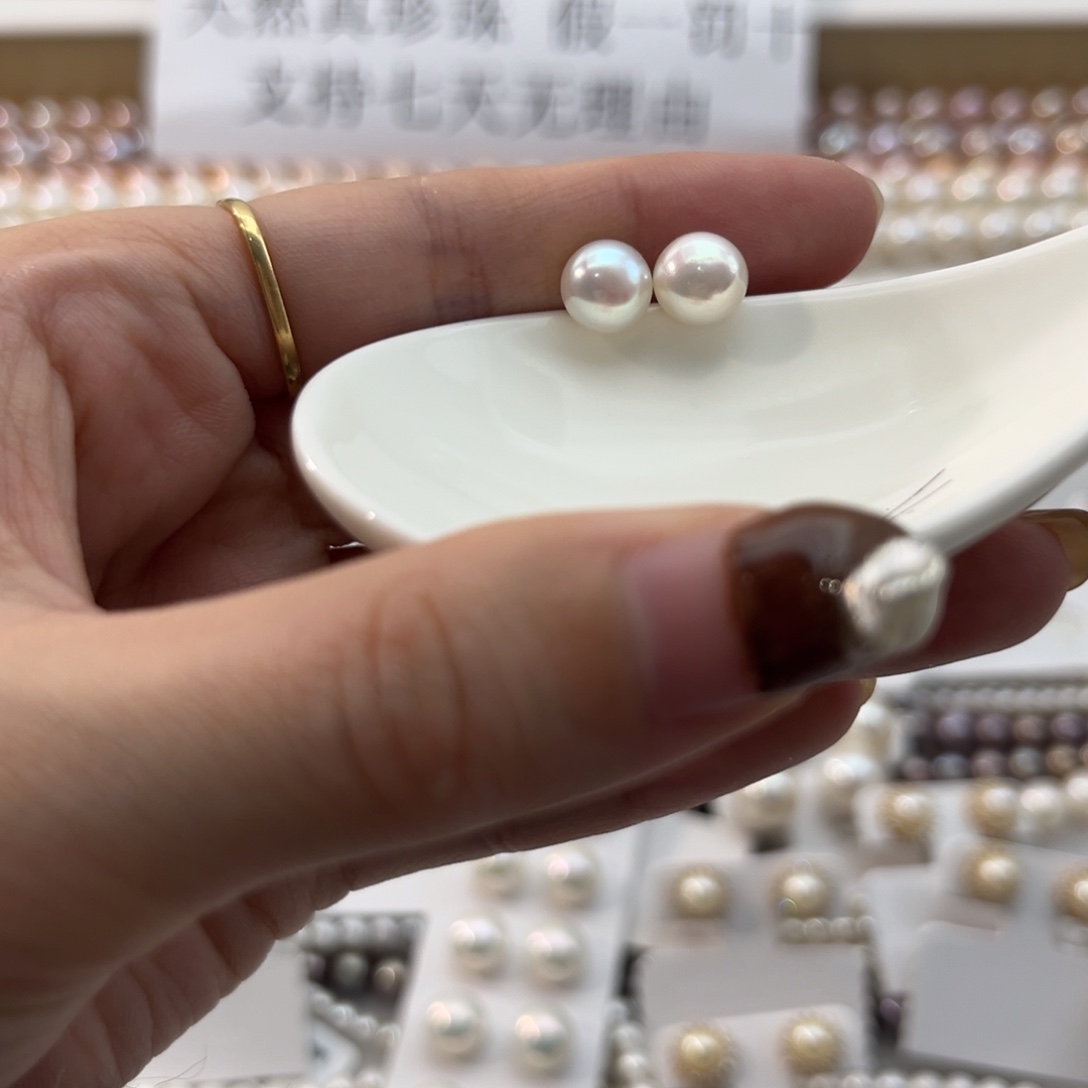 银S925镶嵌淡水珍珠耳饰