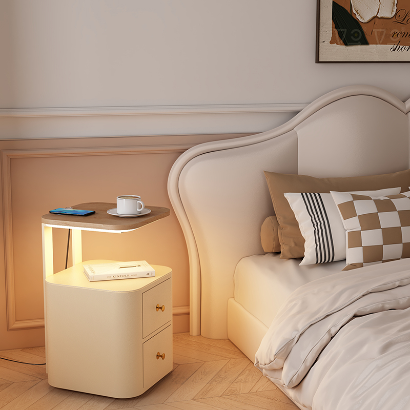 法式奶油风落地灯客厅卧室床头柜感氛围灯颜值沙发置物一体灯