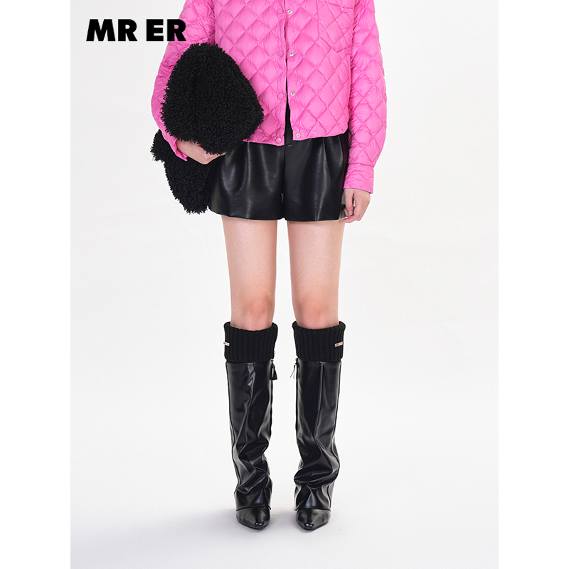 【达人专享】简约百搭PU皮休闲a版短裤R4D71011