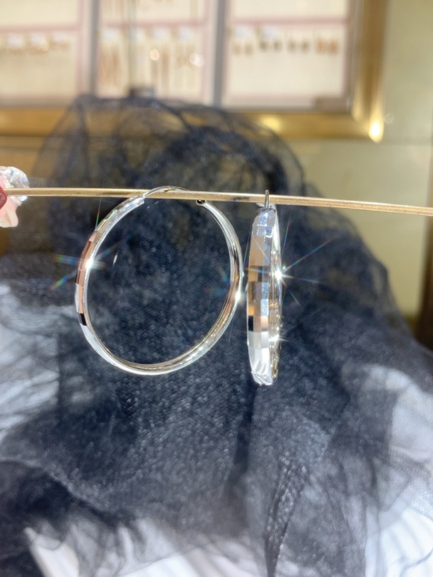 925银银制品 925银 4mm 车花耳圈 40#