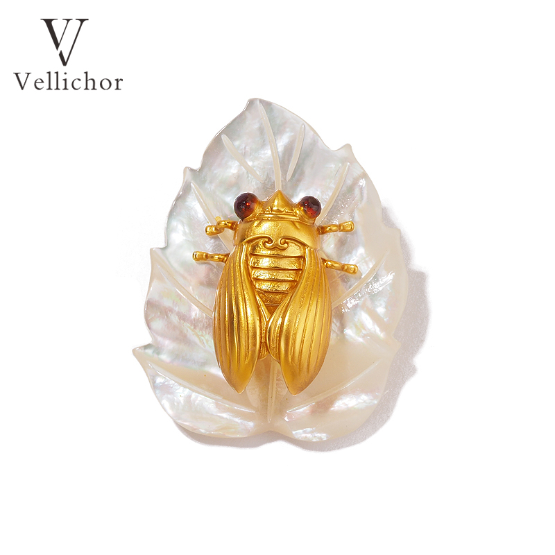 铜合金胸针 【原创系列】金榜题名金蝉玉叶胸针一鸣惊人高考礼物