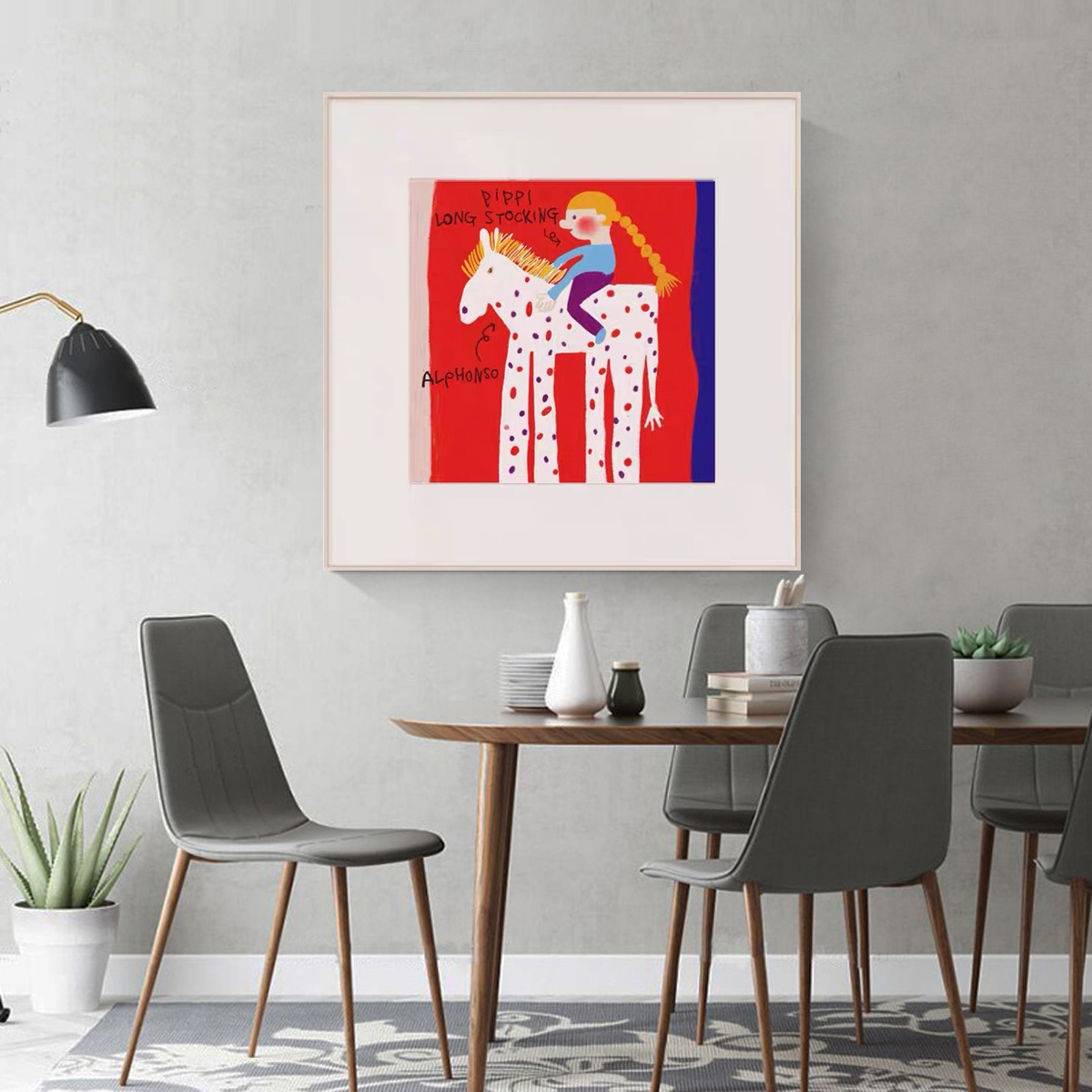 抽象多巴胺骑马女孩卧室装饰画餐厅卧室挂画小众装饰画EK01