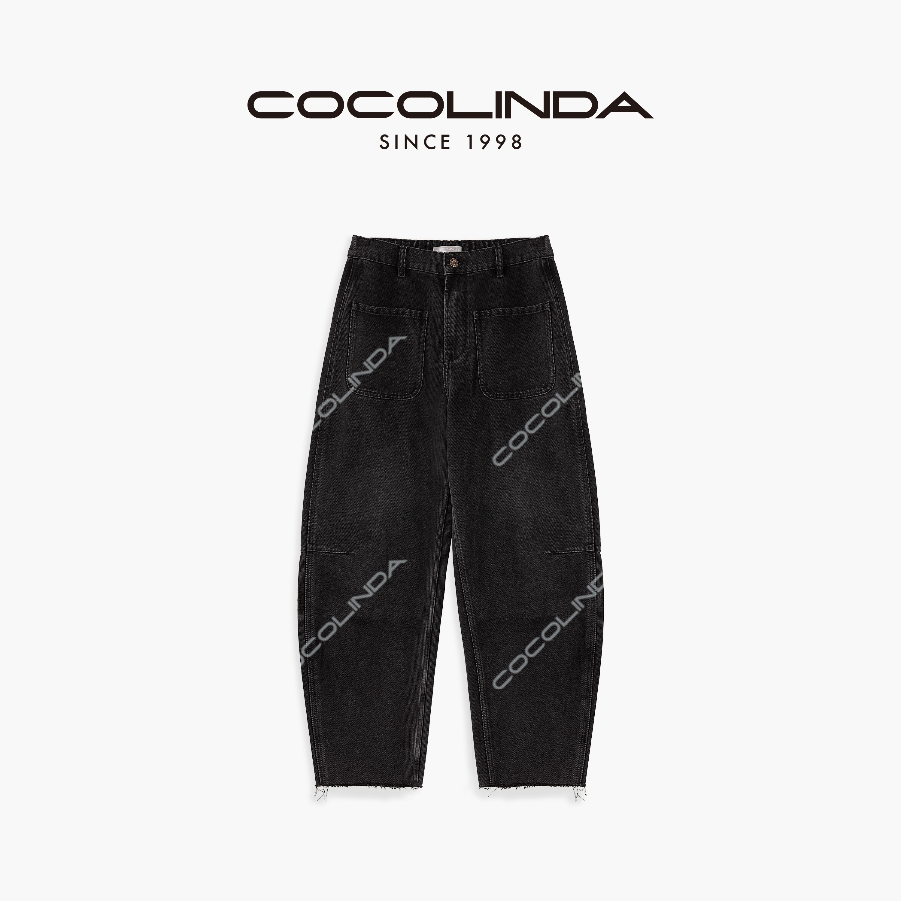 COCOLINDA | 休闲阔腿弧形牛仔裤 N2435