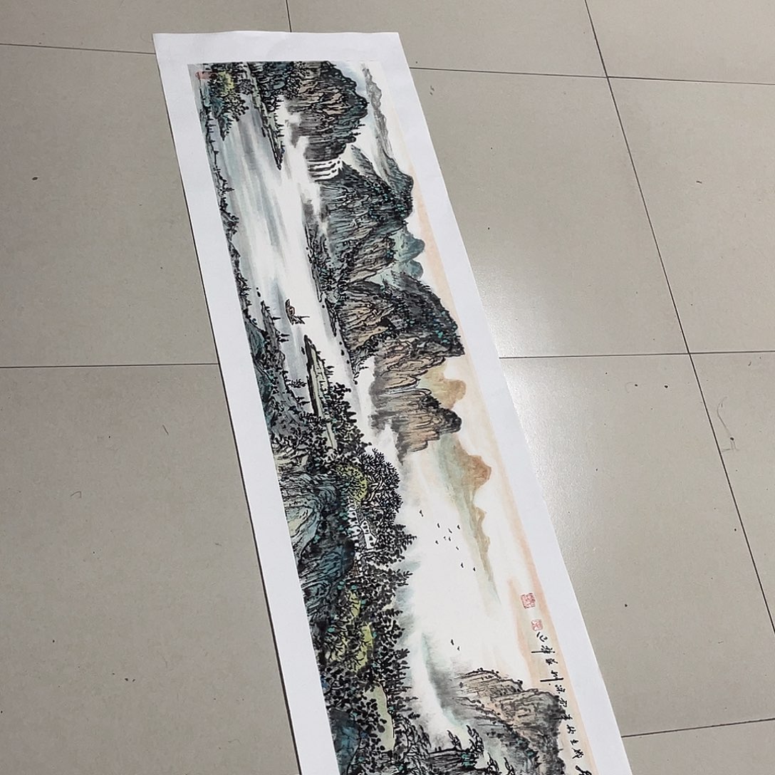 国画四尺对开138.35画芯 捡漏