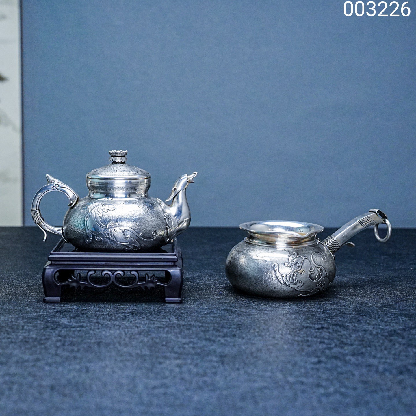 【半山工坊】段六一监段六二制兽纹泡茶壶、公道杯套装家用银壶     