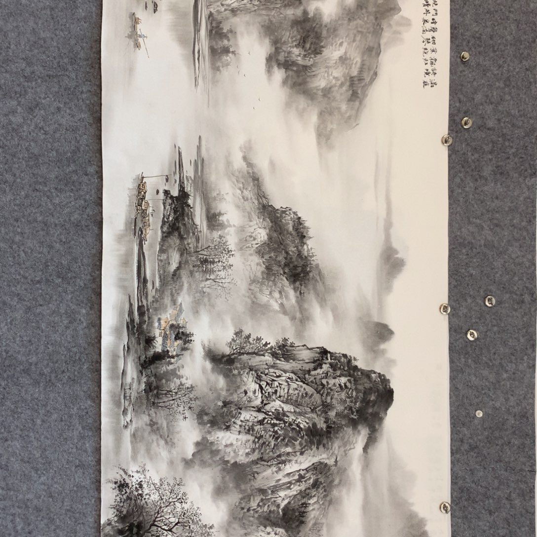 江***刀国画山水作品写意