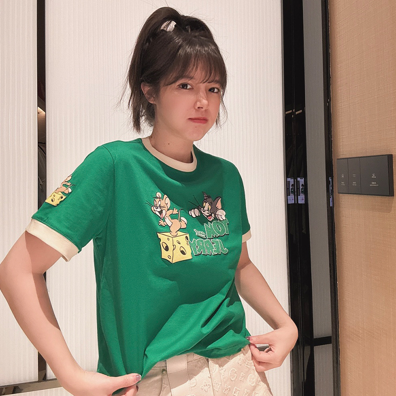 BETTER JOELAY -猫女郎【奶油喵球】百搭时尚微宽松短袖T恤KH1907