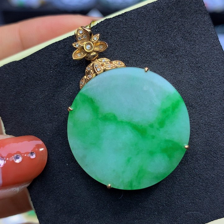 翡翠手链18K金镶嵌翡翠