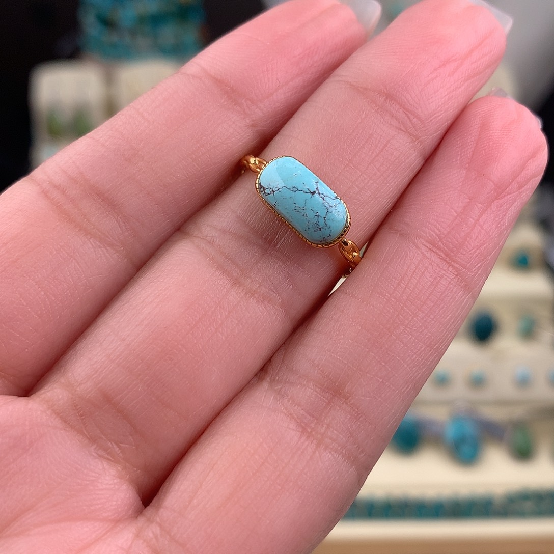 绿松石银S925镶嵌戒指