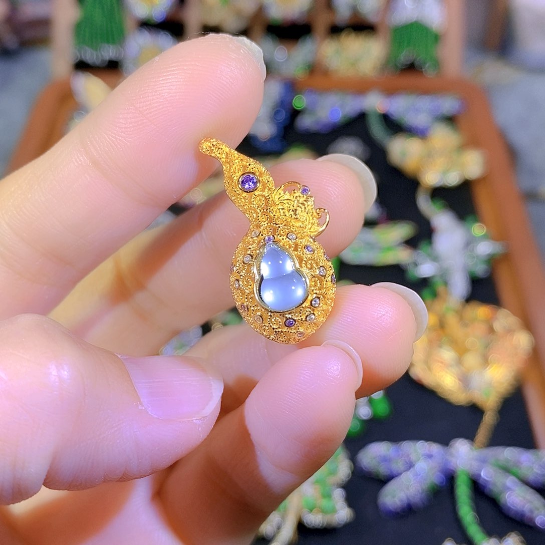 吊坠(不含链)银S925镶嵌翡翠