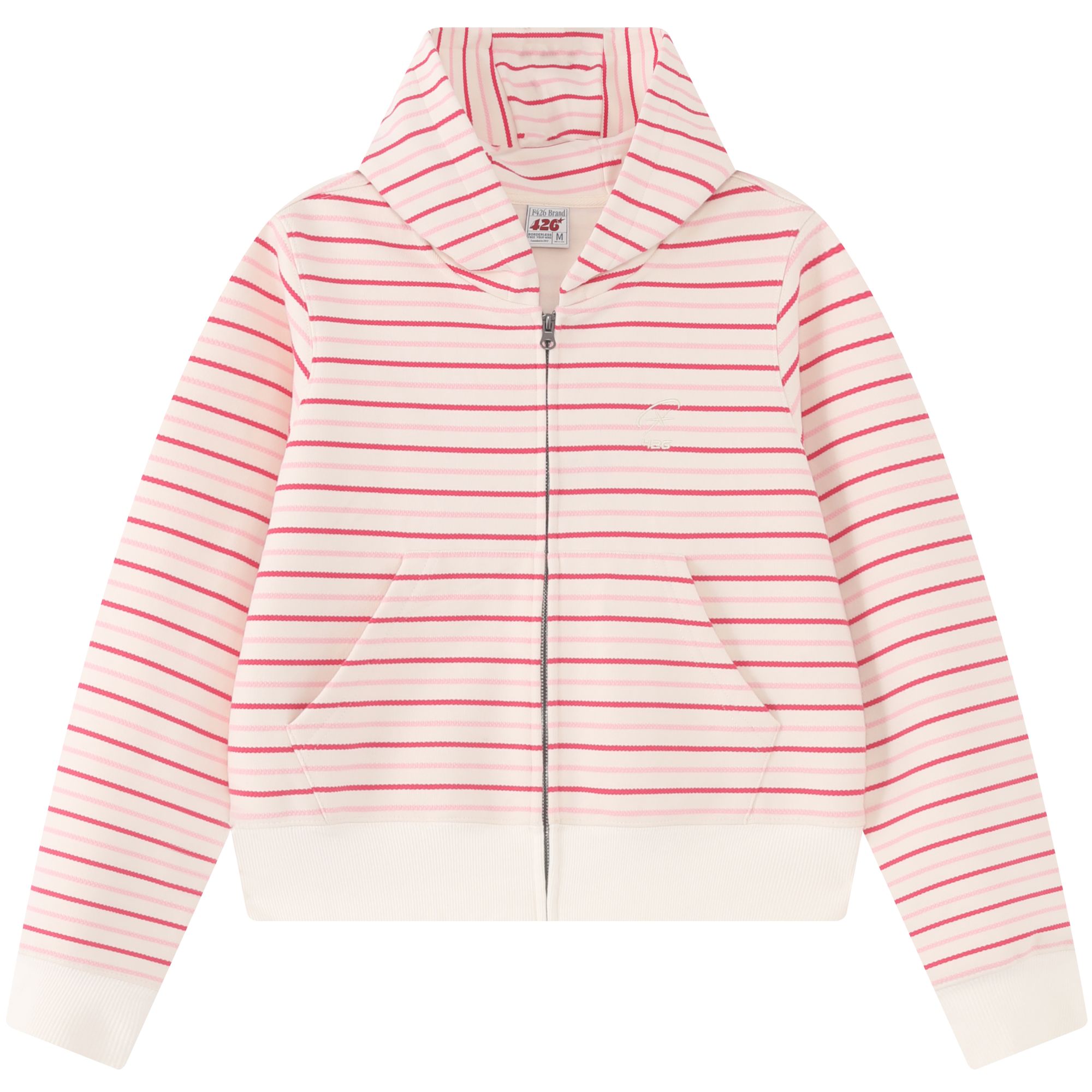 F426条纹撞色秋季短款休闲连帽开衫卫衣7149