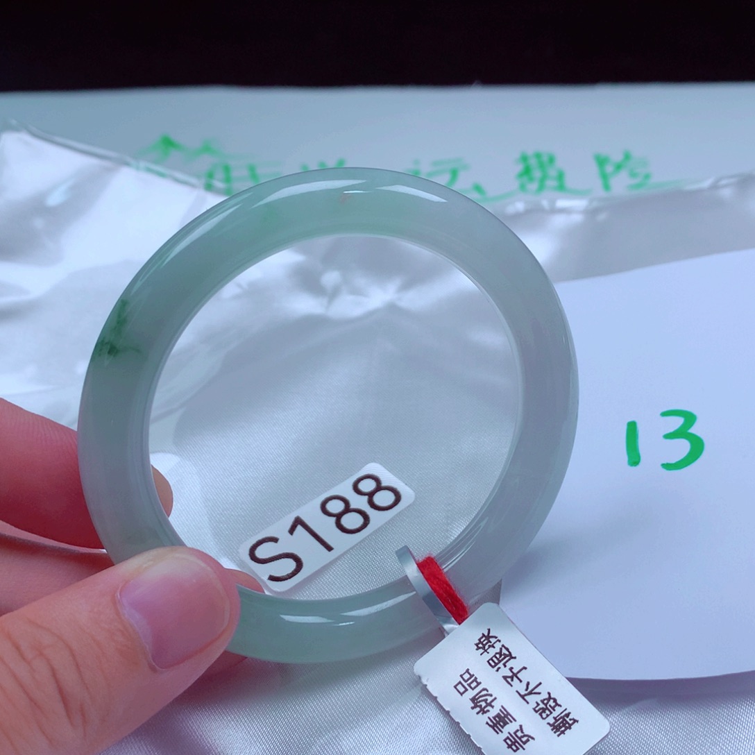 未镶嵌手镯翡翠缅甸天然A货翡翠手镯53.2圆条