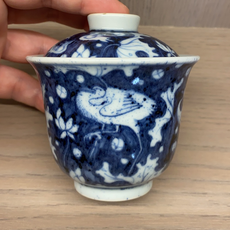 幽蓝溪堂撒蓝一路连科盖碗