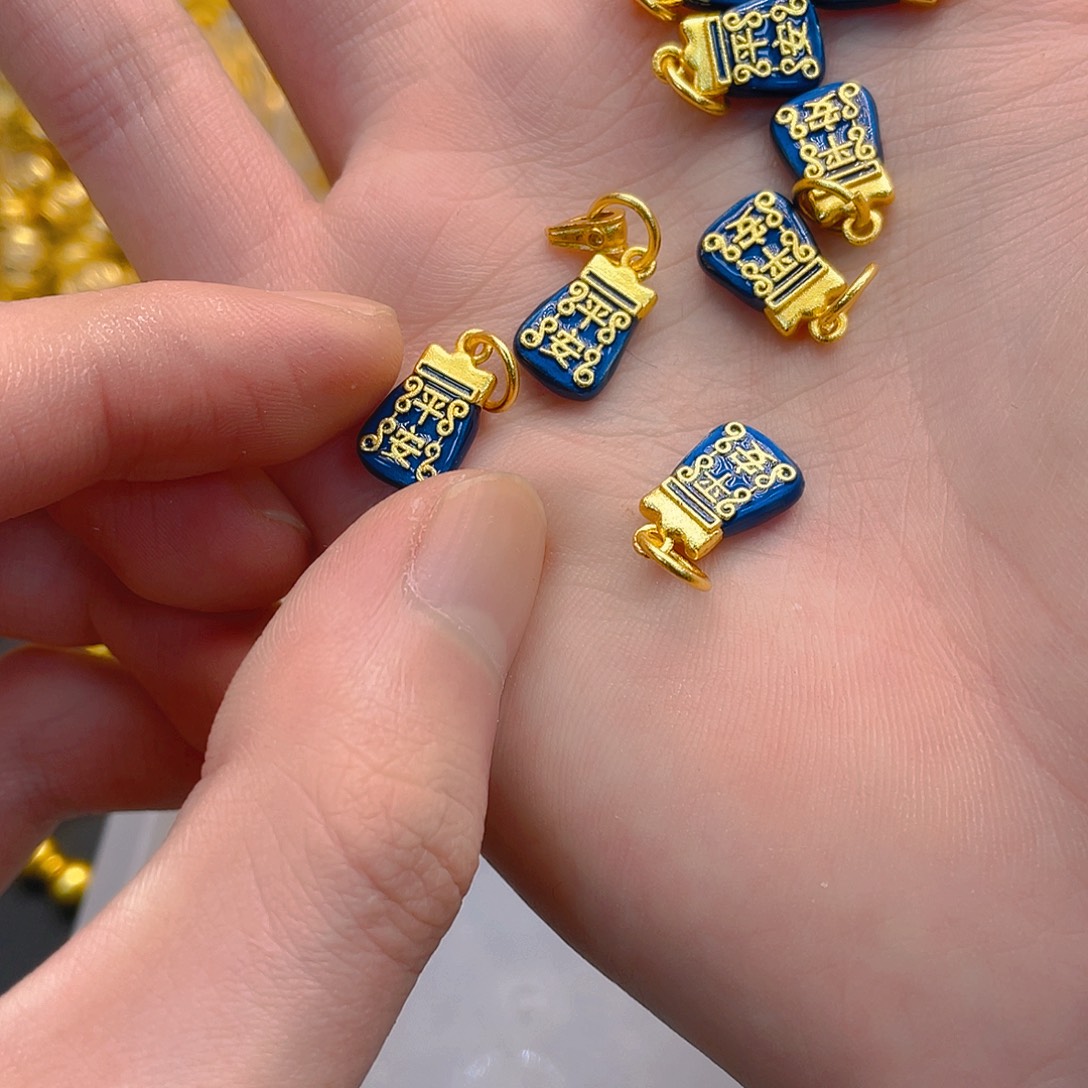 锆石铜合金珐琅彩平安牌子1颗