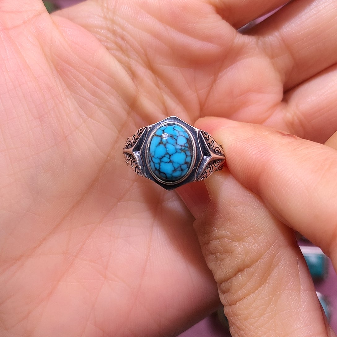 绿松石挂件银S925镶嵌