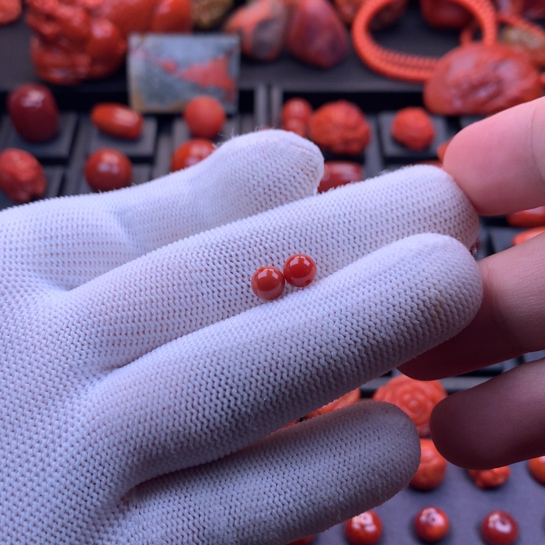 南红玛瑙未镶嵌川料原矿满色满肉圆珠对珠6mm