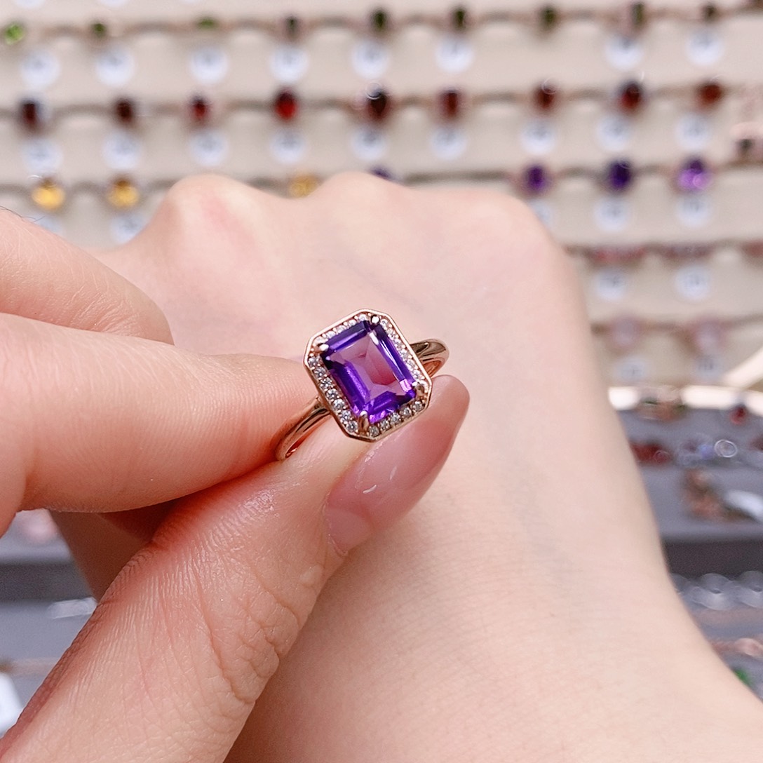 水晶戒指银S925镶嵌戒指