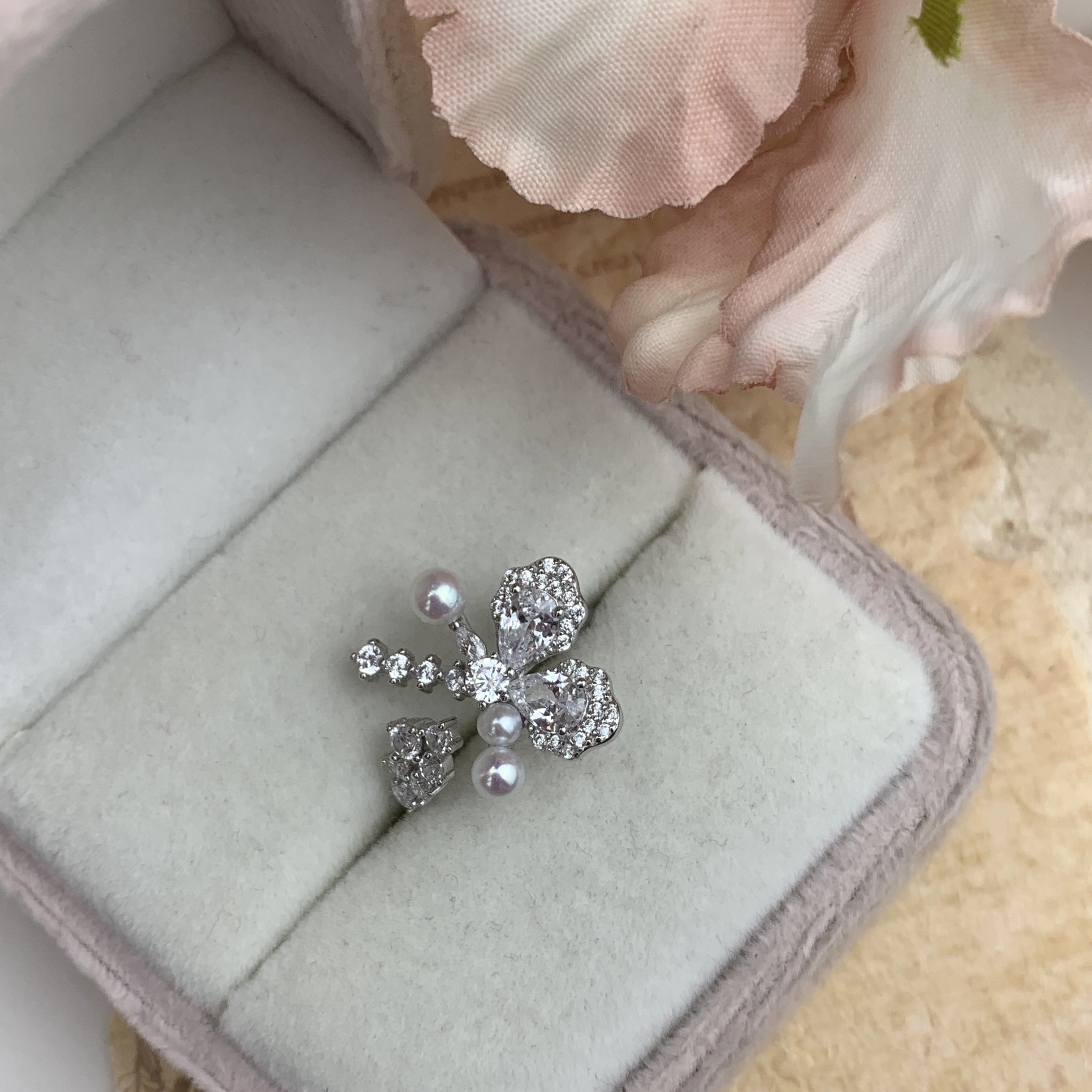 超仙气！天然淡水珍珠蝴蝶多珠开口戒清新韩系出片