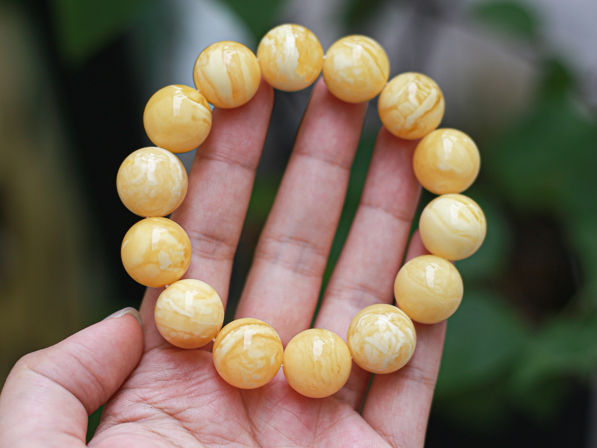 36.05克16➕mm俄料妖花圆珠手串，蜡质浓厚 花纹漂亮，上手好看