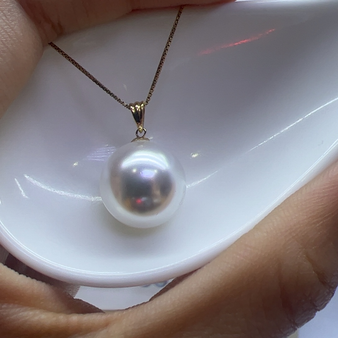 淡水珍珠吊坠(赠链)18K金镶嵌