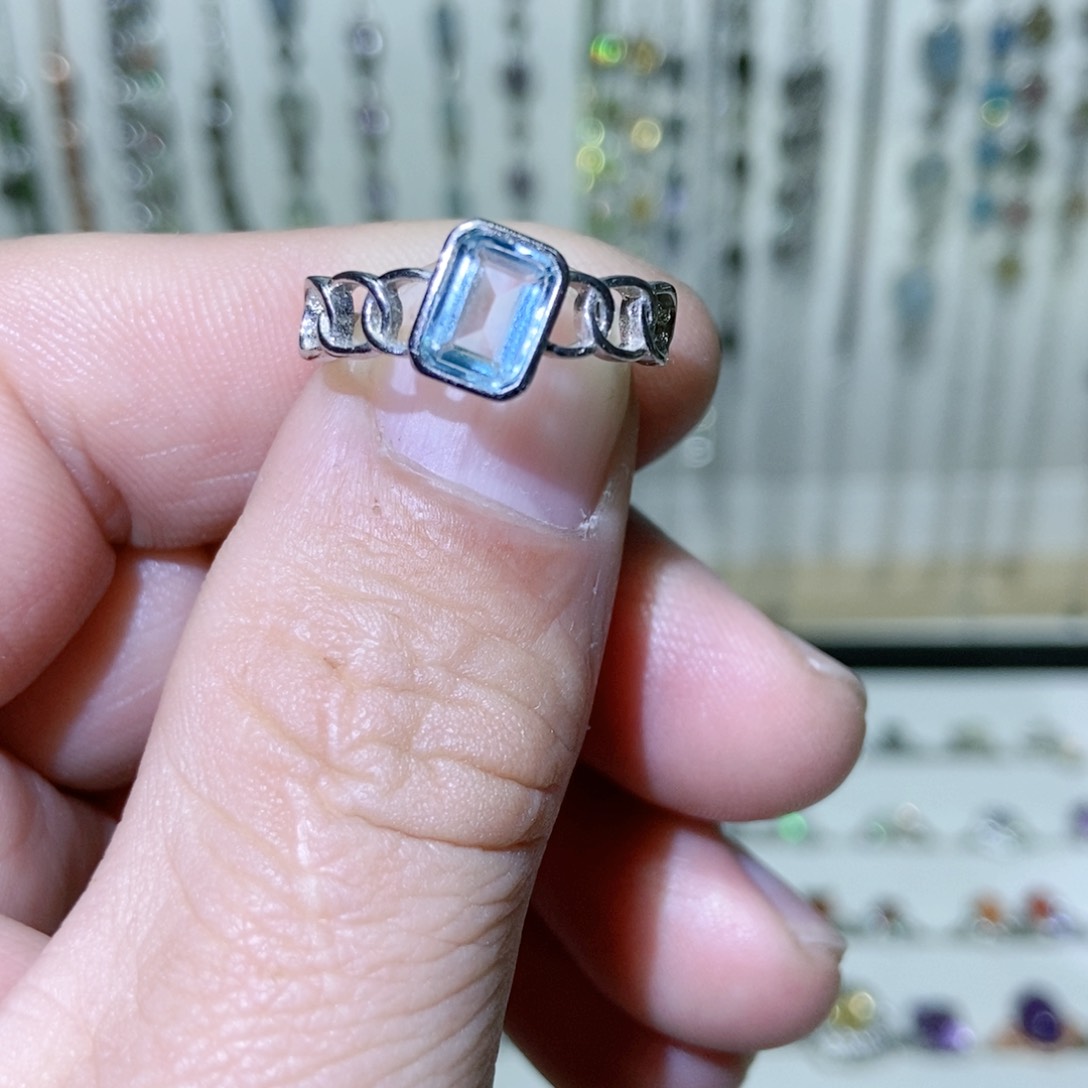 绿水晶戒指银S925镶嵌