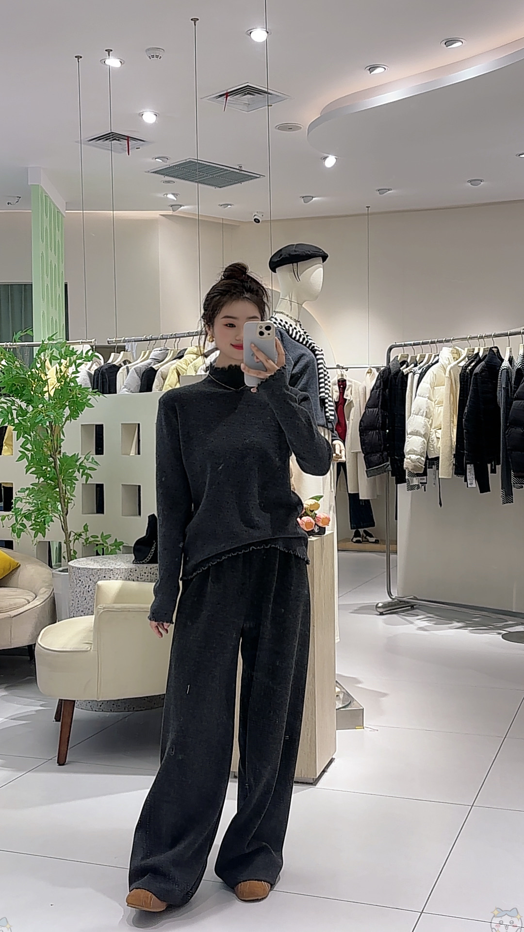 艾然 高级半高领2025冬款长袖波点毛衣女0486