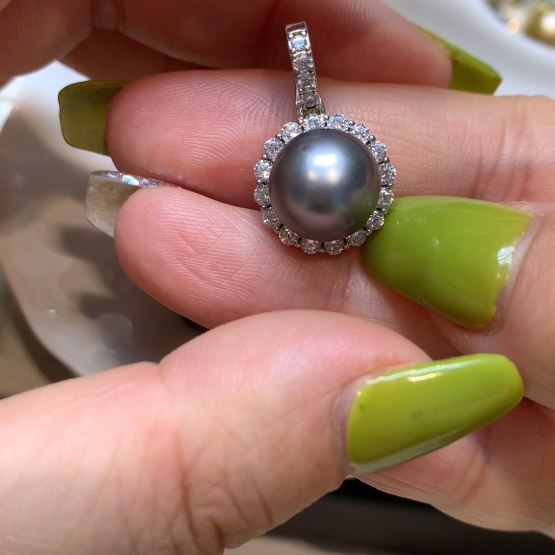 海水珍珠银S925镶嵌颈饰