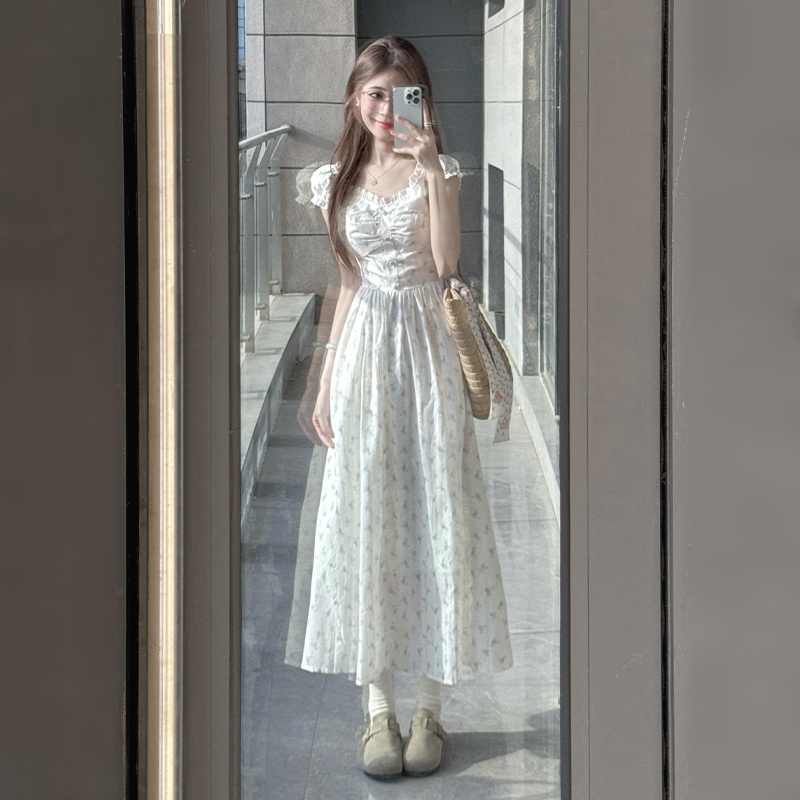 3478绝美超仙碎花连衣裙子女夏季2025新款独特超好看漂亮掐腰长裙