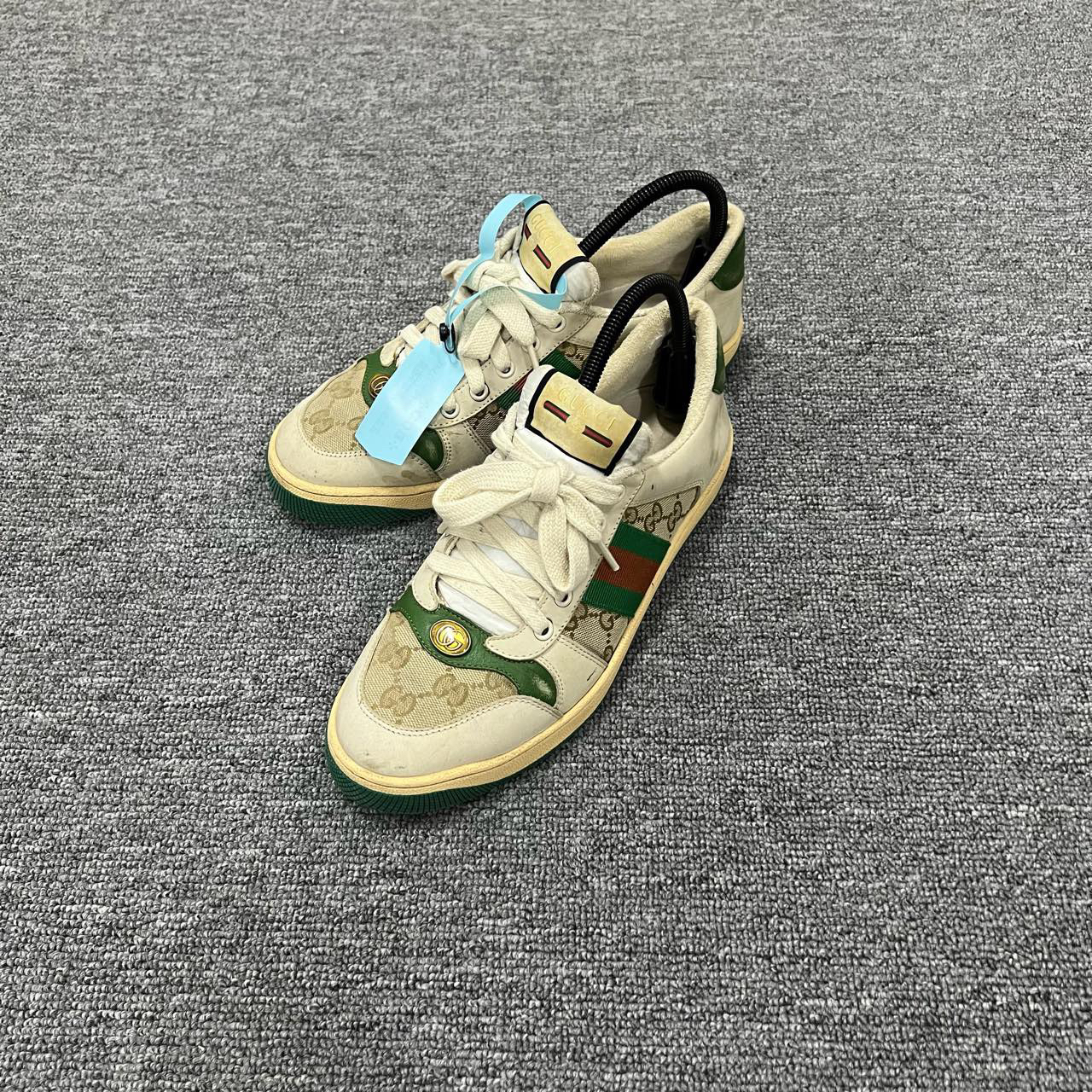 90新 GUCCI/古驰 棕绿鞋头满印板鞋 39码/9新/无配件