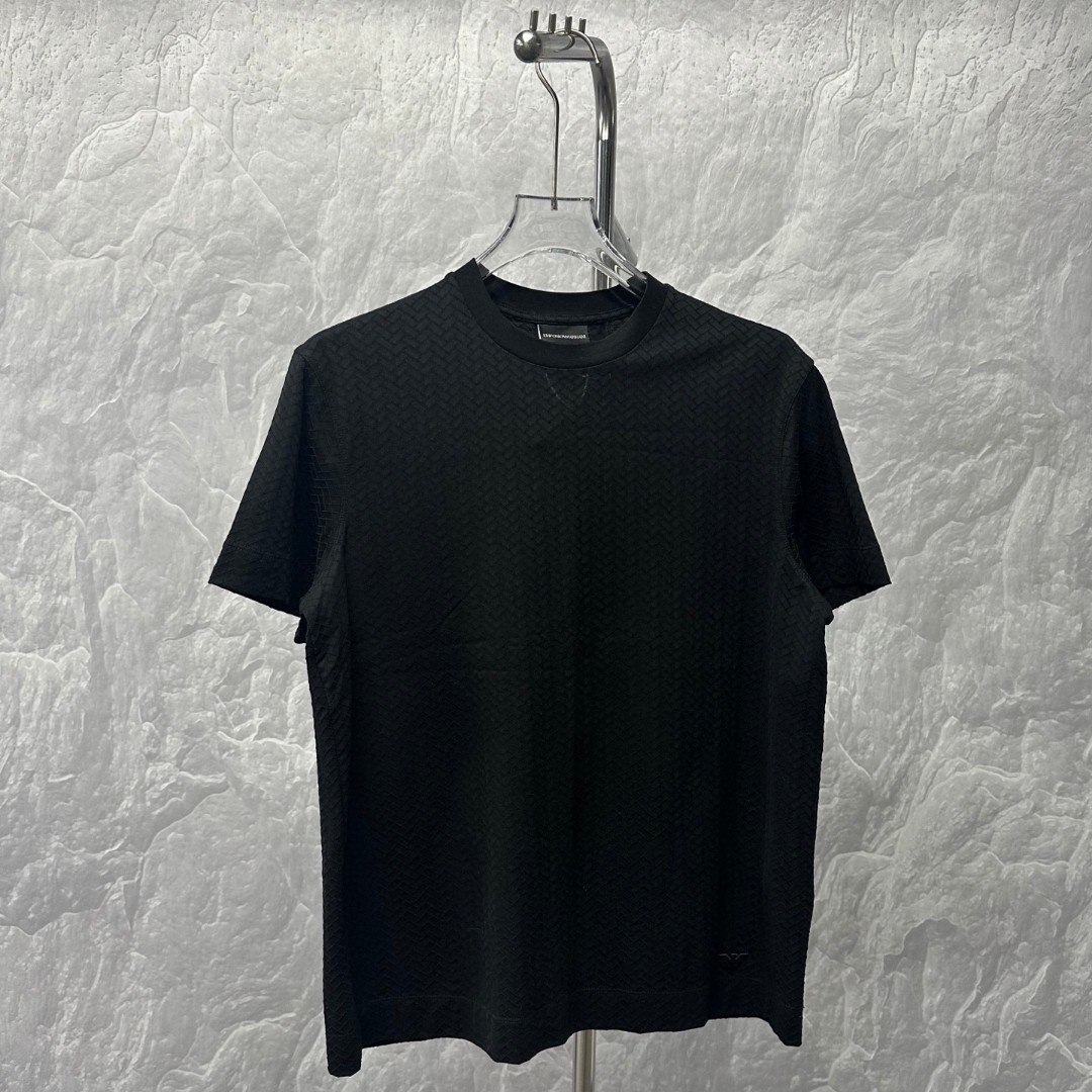 未使用 GIORGIO ARMANI/阿玛尼 编织条纹短袖T恤 S码 D18018